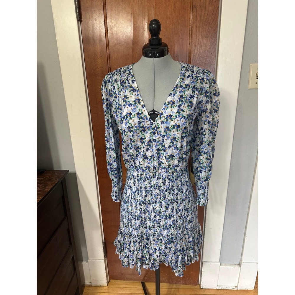 Veronica Beard Darrah Floral Smocked Cotton Mini Dress Size 6 EUC